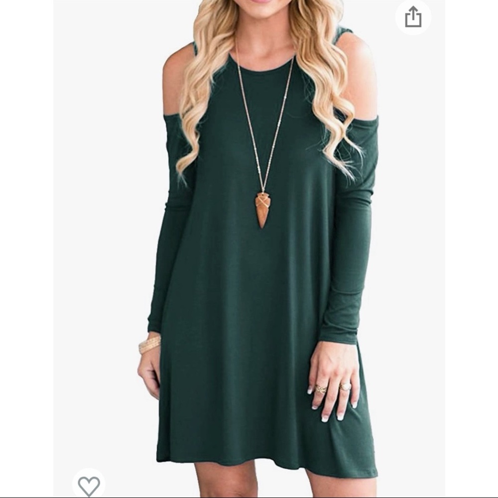 Amazon Women’s Cut Out Shoulder Green Swing Dress